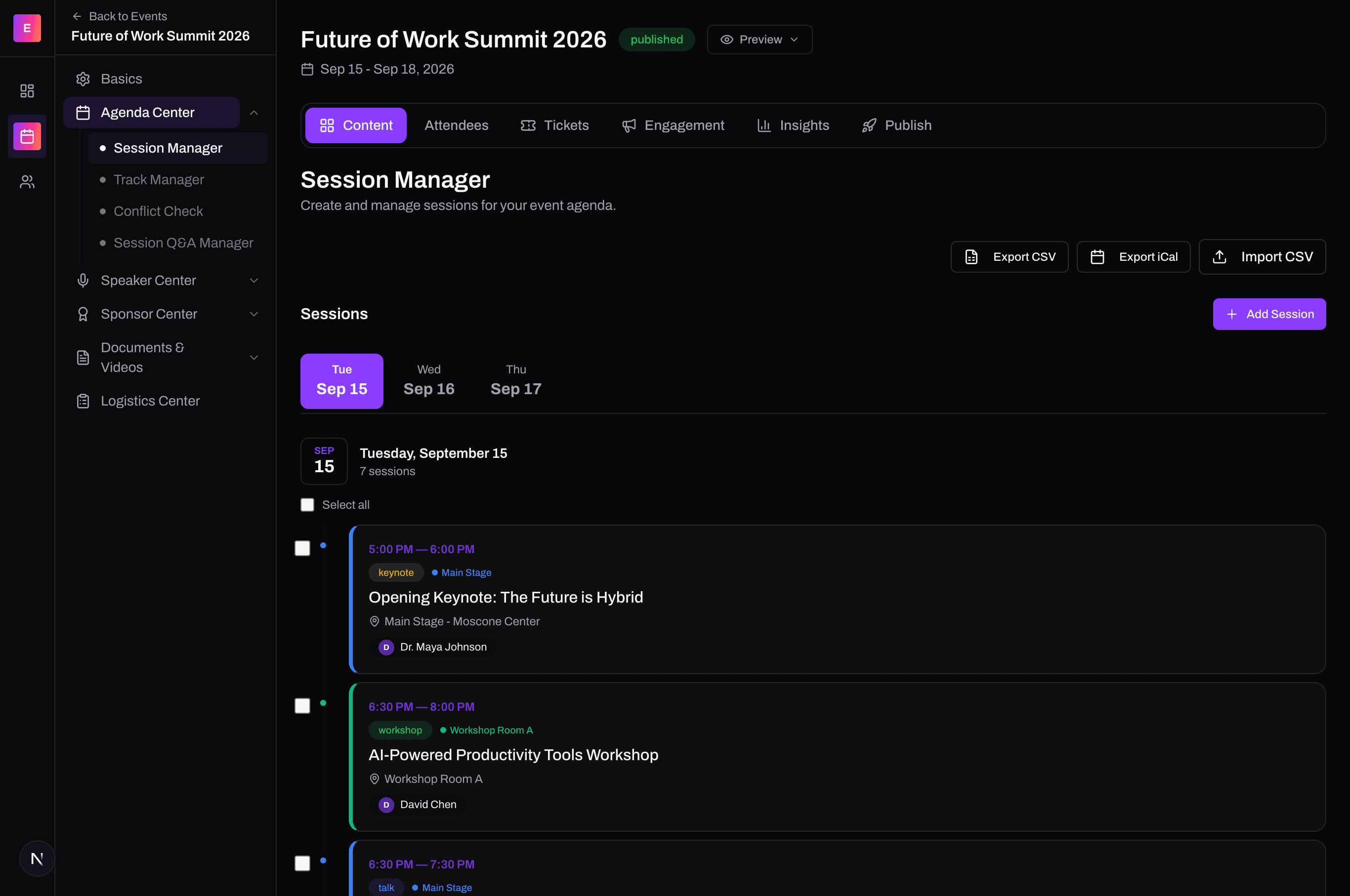 Multi-track schedule builder